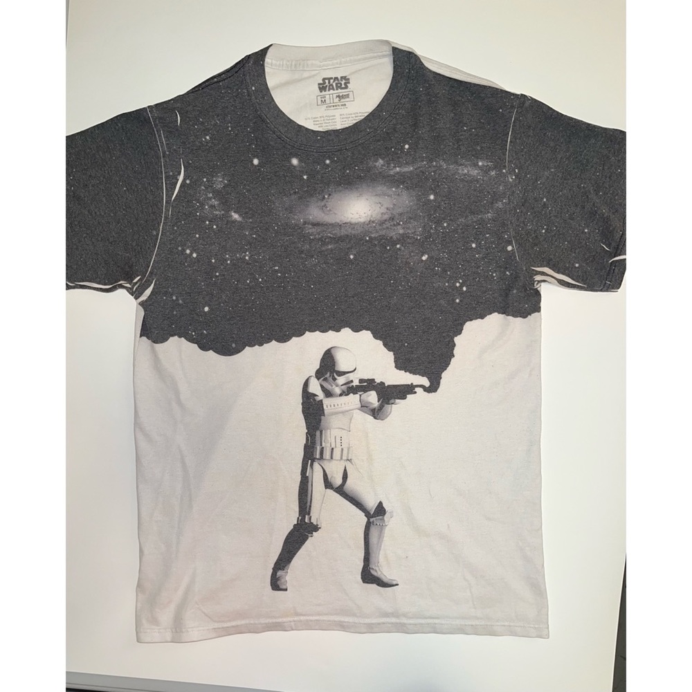 star wars half stormtrooper/clonetrooper half galaxy blended tee shirt